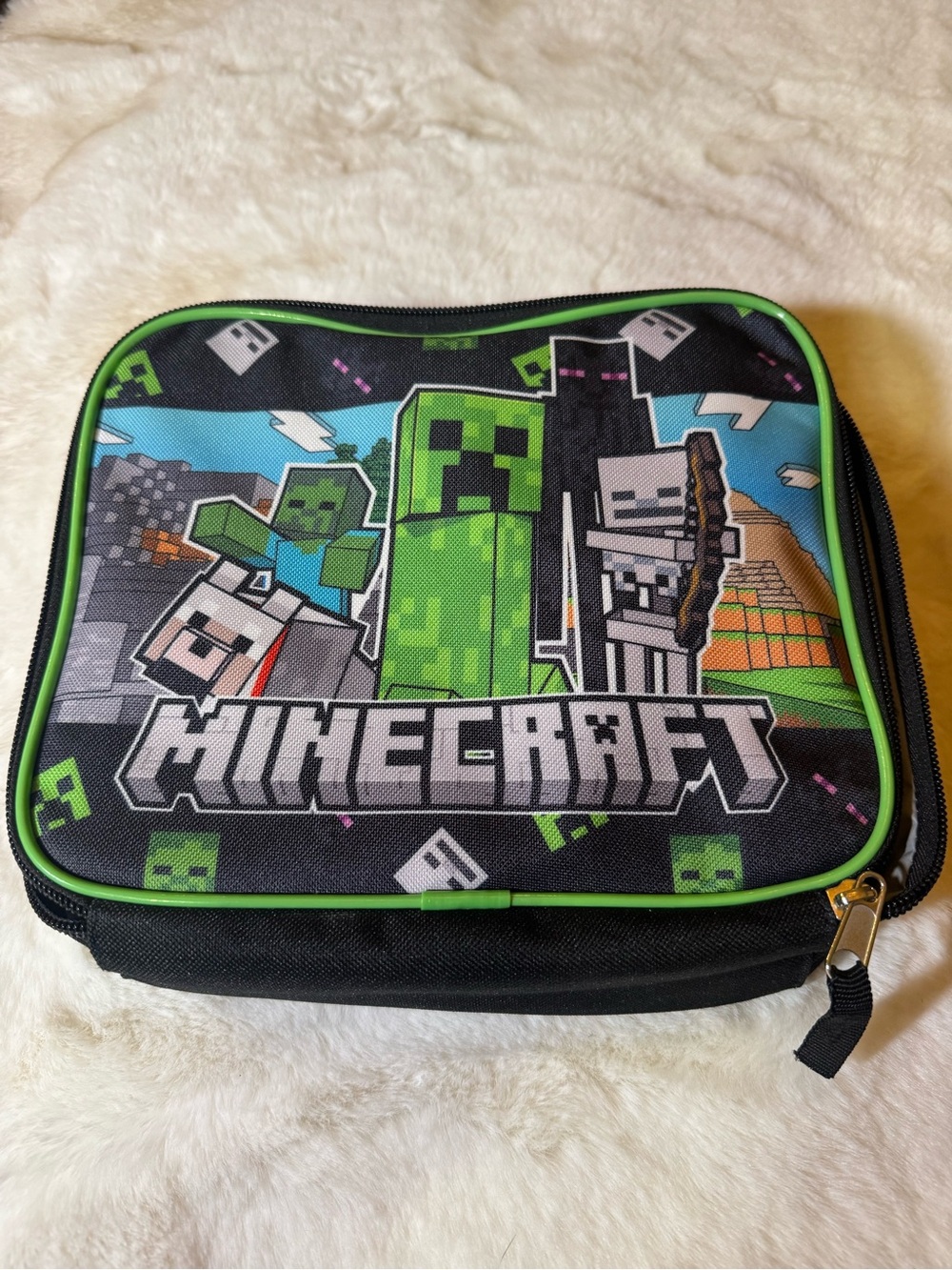 Minecraft Kids Lunch Box Bag - Black & Green